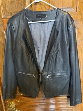 Black Rivet Black Faux Leather Blazer with Zip Pockets